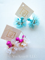 Load image into Gallery viewer, BLOSSOM -TURQUOISE 18K GOLD HOOPS

